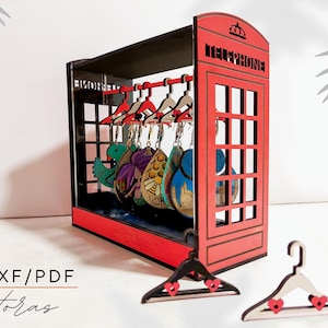 London Telephone Booth Earring Holder | Jewelry Display, Laser Cut File (svg, dxf, pdf, cdr)