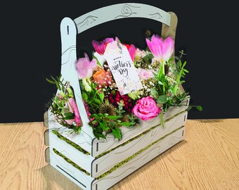 Flower Box with Handle, Laser Cut CNC Files (Digital File)