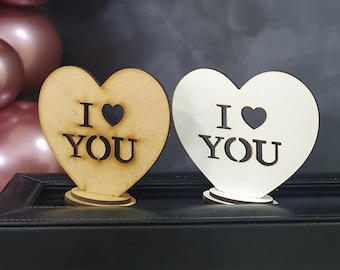 I Love You Heart on Stand, Laser Cut Files (svg, dxf, ai, cdr)