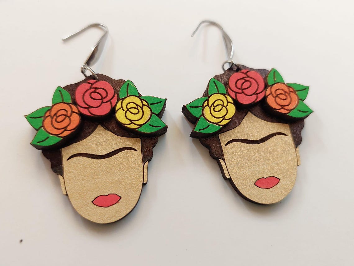 Frida Kahlo Engraved Earrings, Laser Cut SVG, DXF, Pdf - Etsy