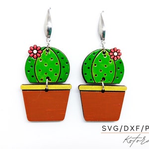 Cactus Two Parts Earrings Digital Download