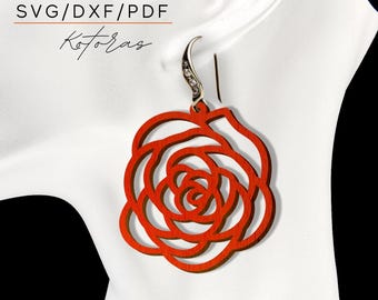 Blume Rose Laser gravierte Ohrringe Digitaler Download