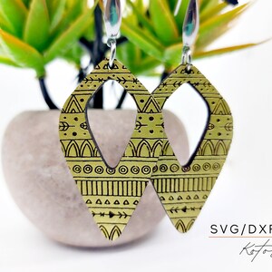 Boho Geometric Laser Engraved Earrings Digital Download Wood Earring Svg, Laser Cut Earring Svg for Glowforge, Earring Shapes Svg, Pdf, Dxf