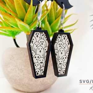 Ghost Earrings SVG Cut File, Ghost Earrings Laser File, Halloween Jewelry Earrings SVG, Halloween Earrings svg, Boo Earrings SVG, Ghost