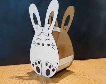 Laser Cut Rabbit Easter Basket SVG, Cnc Vector Files (Digital Download)