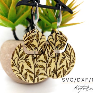 Leaf Garden 2 Part Laser Engraved Earrings Digital Download