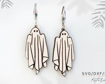 Ghost Earrings SVG Cut File, Ghost Earrings Laser File, Halloween Jewelry Earrings SVG, Halloween Earrings svg, Boo Earrings SVG, Ghost