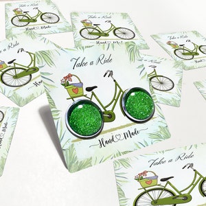Tarjetas de bicicleta de exhibición de joyería de acuarela. Embalaje de pendientes para pendientes redondos, Inserto de embalaje de pendientes