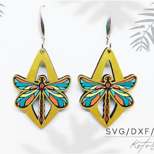 Dragonfly earrings for laser cut and engrave Wood Earring Svg, Laser Cut Earring Svg for Glowforge, Earring Shapes Svg, Pdf, Dxf