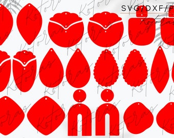 Earring Template Bundle – 44 SVG DXF PDF Cut Files (Commercial Use)
