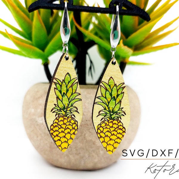 Ananas Drop Laser Engraved Earrings Digital Download