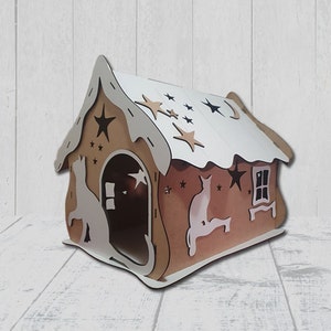 Casa de madera para gatos cortada con láser - Muebles para mascotas para DXF de 3 mm - Bonita casa para gatos - Casa para mascotas - Archivo DXF, SVG cortado con láser Glowforge