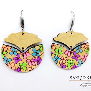Flower Dots  Laser Engraved Earrings Digital Download Wood Earring Svg, Laser Cut Earring Svg for Glowforge, Earring Shapes Svg, Pdf, Dxf