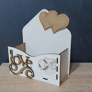 Caja de regalo con carta de amor Archivo digital para corte láser de 3 mm y 4 mm dxf cdr, ai, svg, pdf Archivo de corte láser