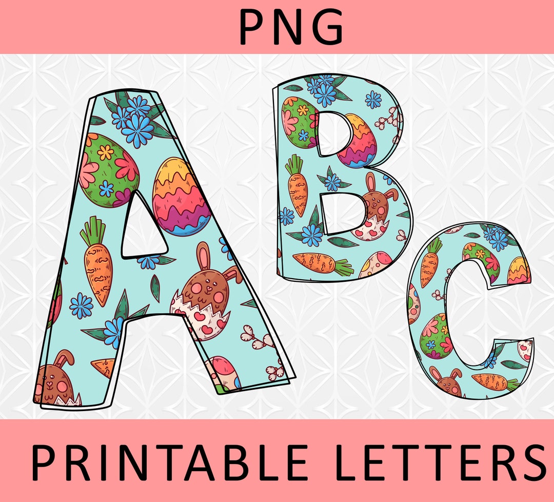Easter Egg Doodle Letters - Printable PNG Alphabet (instant Download ...