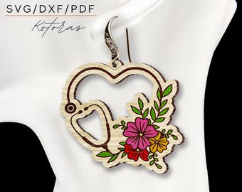 Stethoscope  earrings SVG/DXF/PDF Digital Download