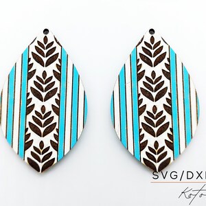 Leaf Abstract Pattern Engraved Earrings Digital Download Wood Earring Svg, Laser Cut Earring Svg for Glowforge, Earring Shapes Svg, Pdf, Dxf