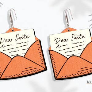 Carta a Papá Noel, sobre para Papá Noel, pendientes navideños SVG, pendientes navideños SVG, grabado SVG, pendientes SVG, pendientes SVG, archivo cortado con láser
