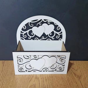 Geschenkdoos voor Valentijnsdag of bruiloft. Bloemenmand. Digitale dxf-bestanden voor laser-, glowforge- en cnc-snijden