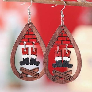 Weihnachtsohrring SVG, Weihnachtsbaum Ohrring SVG, Gravurmuster SVG, Holz Ohrring SVG, Ohrringe Glowforge svg, Laser Cut-Datei