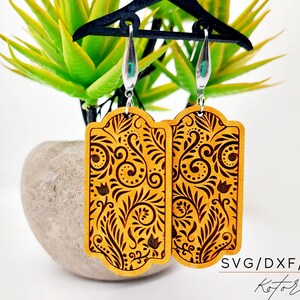 Mandala Flower Laser Engraved Earrings Digital Download Wood Earring Svg, Laser Cut Earring Svg for Glowforge, Earring Shapes Svg, Pdf, Dxf