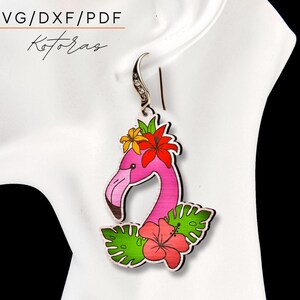 Flamingo  Earring Digital Download Wood Earring Svg, Laser Cut Earring Svg for Glowforge, Earring Shapes Svg, Pdf, Dxf