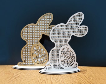 Easter Bunny SVG Laser Cut File, Wooden Bunny Table Hanging Decoration ...