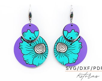 Laser Cut Flower Earrings SVG, Glowforge File (Digital Download)