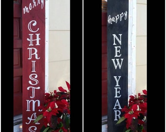 REVERSIBLE Merry Christmas/ Happy New Year Porch Sign