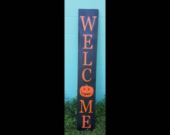 Halloween/ Fall Welcome with pumpkin, spooky, porch,leaner, jack o' lantern, fall