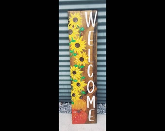 Fall "Pumpkin and Sunflower Welcome"  porch sign