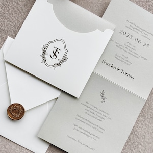 Invito con monogramma in lamina d'oro, logo Stationery Foil, matrimonio