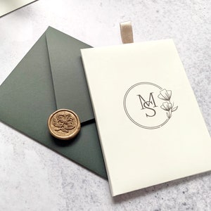 Greenery Wedding Invitation, Slide up floral invitation, floral wax stamp design for your wedding, Wedding Invites, Modern Wedding invites,