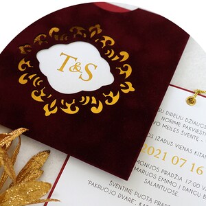 Velvet pocket invitation card with gold tassel | velvet envelope | WEDDING invitation