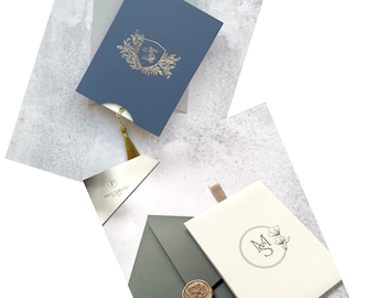 Greenery Wedding Invitation, Slide up floral invitation, floral wax stamp design for your wedding, Wedding Invites, Modern Wedding invites,
