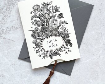 Elegant Wedding Invitation Set, Floral WEDDING invitation, Modern Wedding invites, Unique Invitation Set