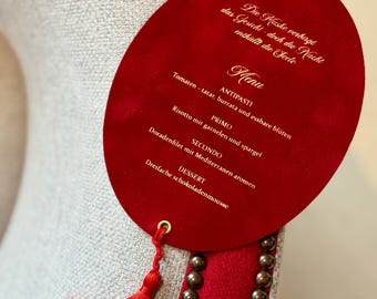 10 psc. Extra Velvet menu with gold stamping foil with tassel
