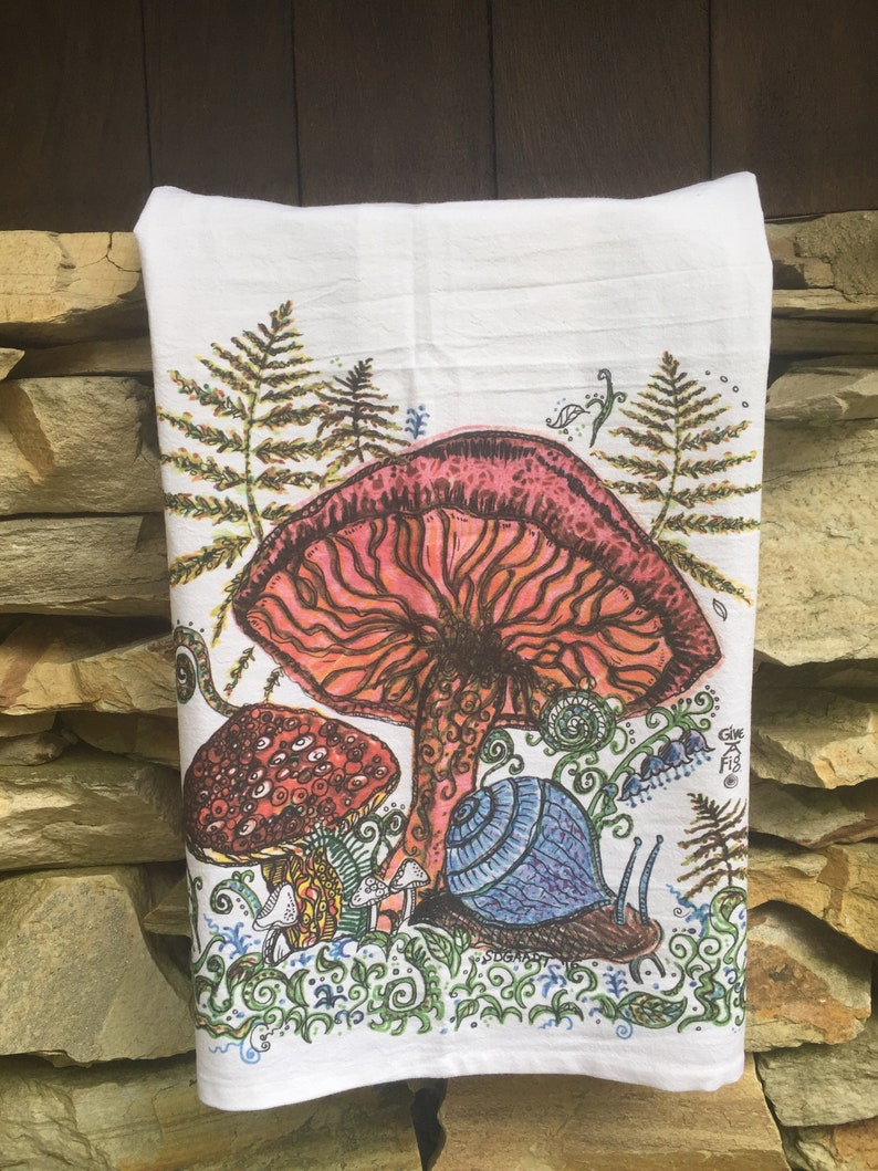 Beautiful Mushroom Tea Towel Etsy