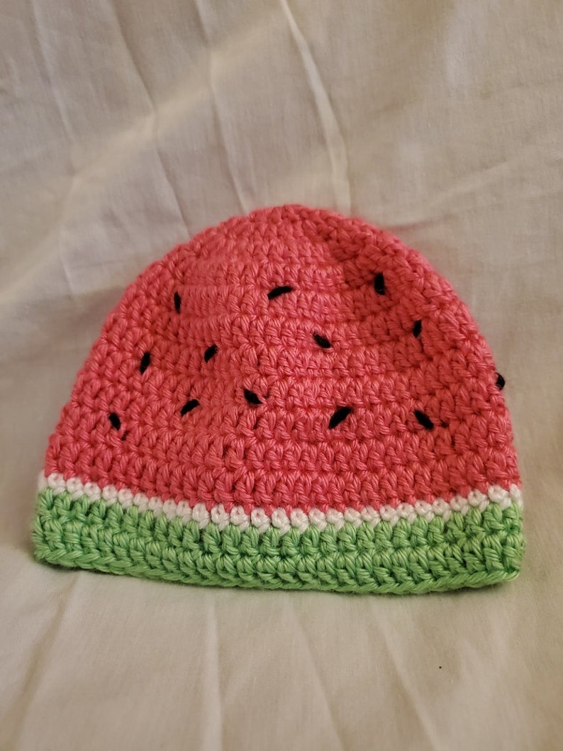 Crochet child's hat watermelon made with simply soft | Etsy