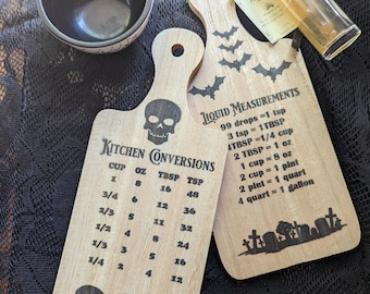 Kitchen Conversion Measurements Cutting board Halloween Kitchen Decor Spooky Art