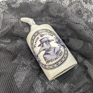 Plague Doctor Apothecary Gothic Bathroom ~ Ceramic Soap dispenser~ Horror Home Decor ~ Handmade Gift
