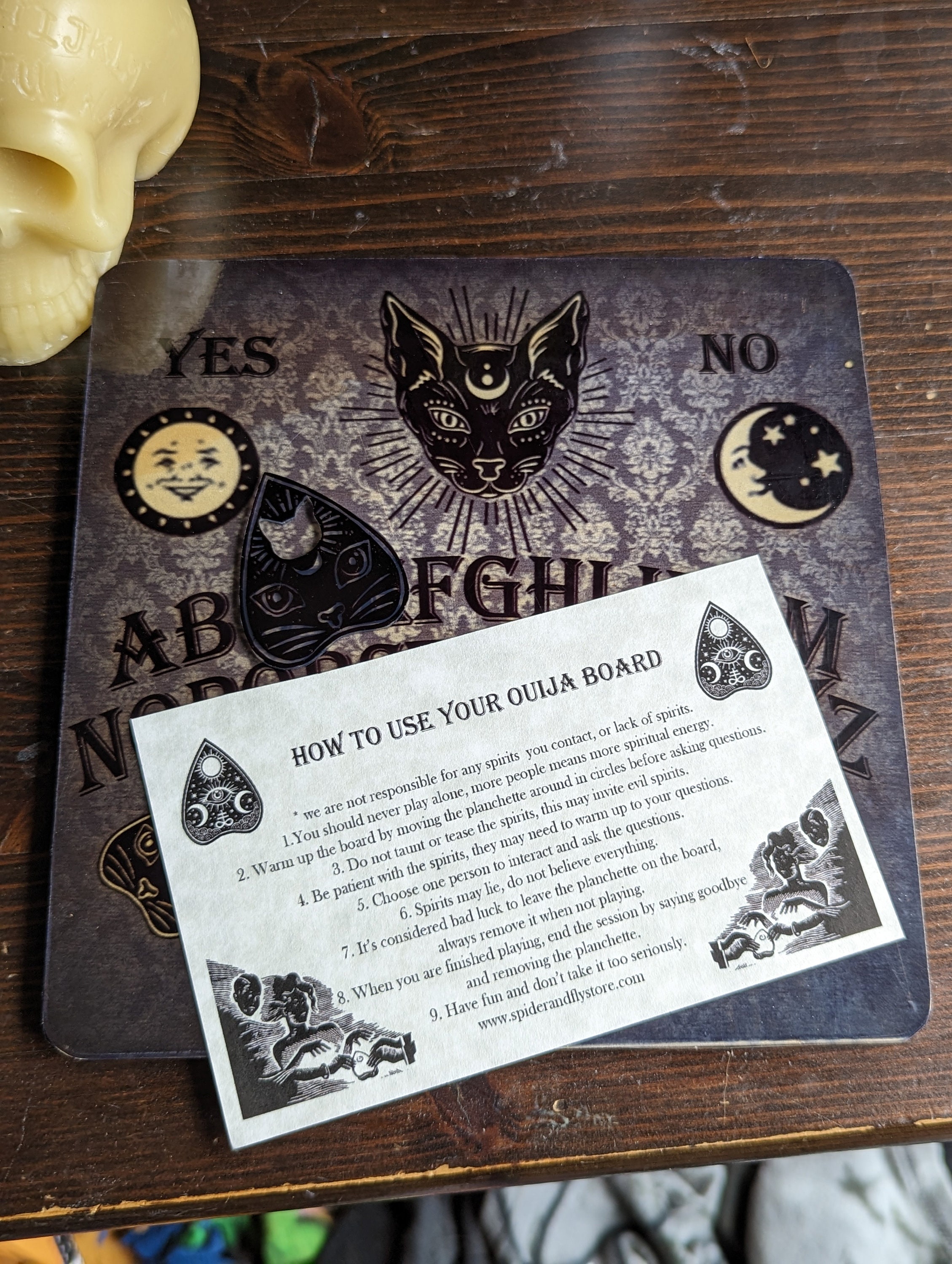 CREATCABIN Holz-Spirit-Board Mit Katzen-Design – Ouija-Brett Mit Planchette, 30 X 21 Cm, Für Wicca & Dekoration