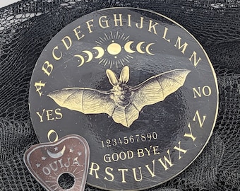 Miniature Black Bat Ouija Spirit Board  Design 3 3/4 inches Round Blythe Doll Accessory Halloween Gift