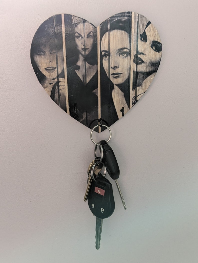 Women of Horror Printed Wooden Heart Necklace Key Holder Black - Etsy