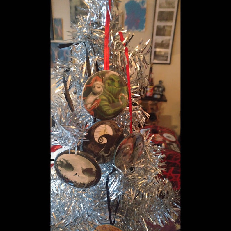 Nightmare Before Christmas Set of 5 Button Back Christmas Ornaments