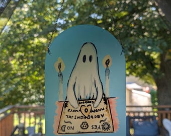 Ghost Oracle Halloween Suncatcher 5x7 Printed Acrylic Gothic Spooky Wall Decor