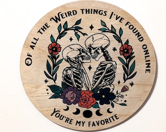 Valentine Skeleton Couple Wall Art/ Spooky Plaque / Personalized Gift/ Internet Dating/  Gothic Decor