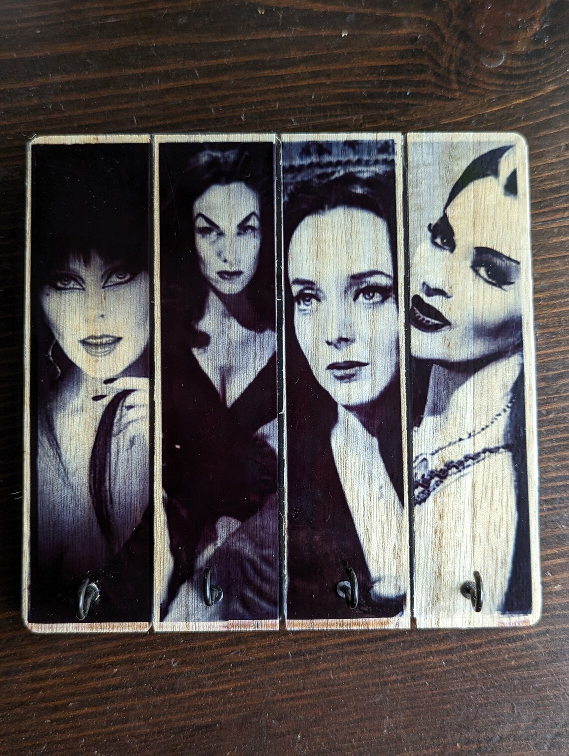 Women of Horror Printed Wooden Square Necklace Key Holder Black and ...