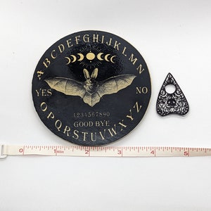 Miniature Black Bat Ouija Spirit Board Design 3 3/4 inches Round Blythe Doll Accessory Halloween Gift image 3