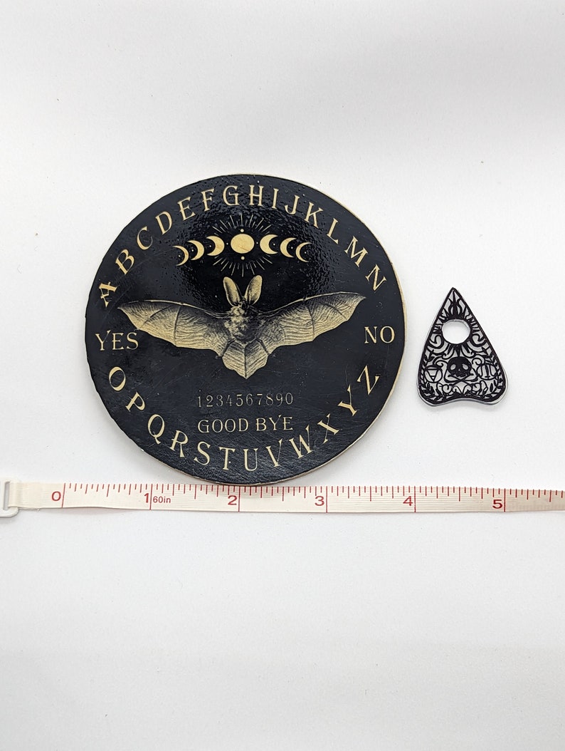 Miniature Black Bat Ouija Spirit Board Design 3 3/4 inches Round Blythe Doll Accessory Halloween Gift image 3